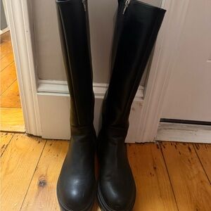Black Knee-High Leather Boots
